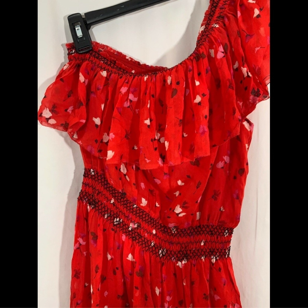 NWT $398 Joie Hafsa One Shoulder Silk Dress in Matador‎ Red [SZ Small ] - Picture 6 of 8